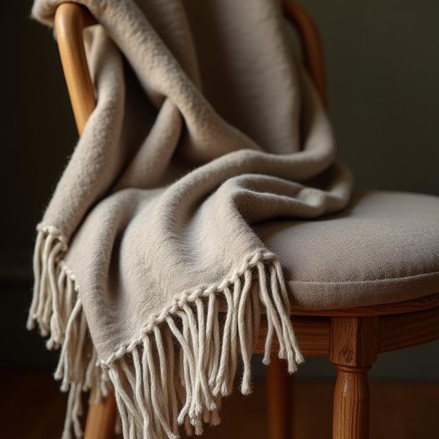 Hand-woven alpaca wool throw in earth tones